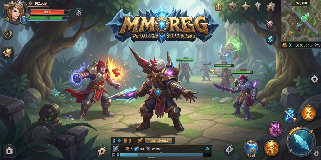 Screenshot gameplay NX303 yang menampilkan petualangan seru di dunia MMORPG.