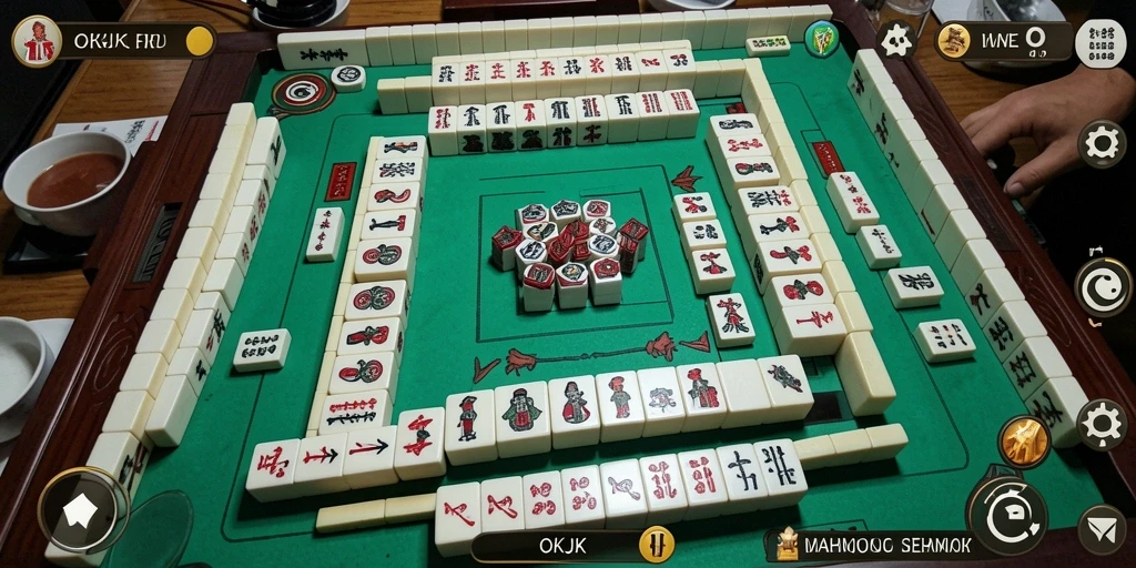 Screenshot gameplay OKJK yang menunjukkan keseruan permainan Mahjong.