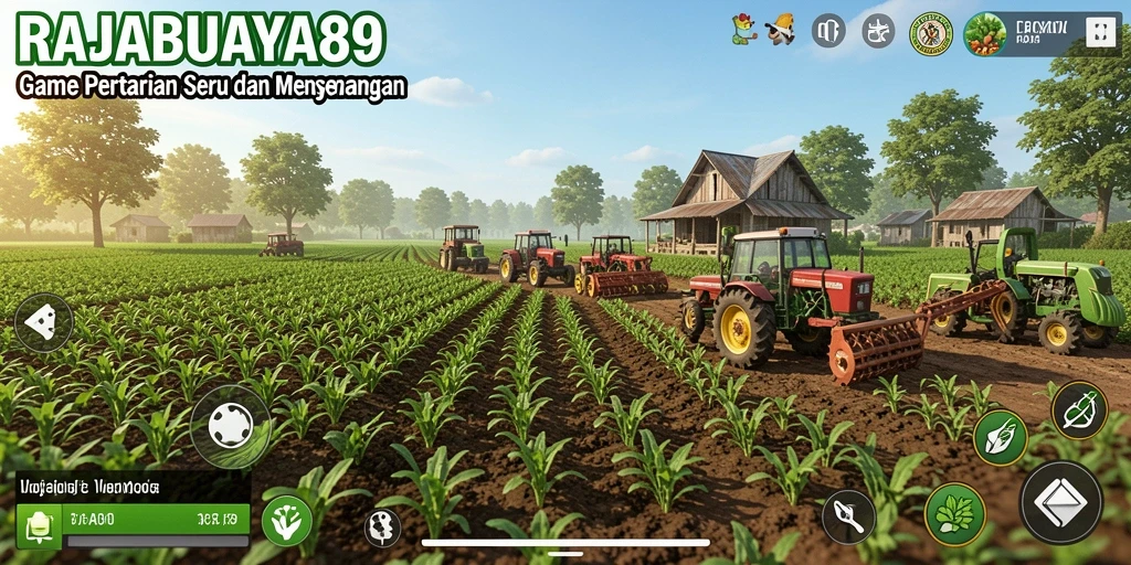 Screenshot gameplay RAJABUAYA89 menampilkan aktivitas bertani yang menyenangkan.