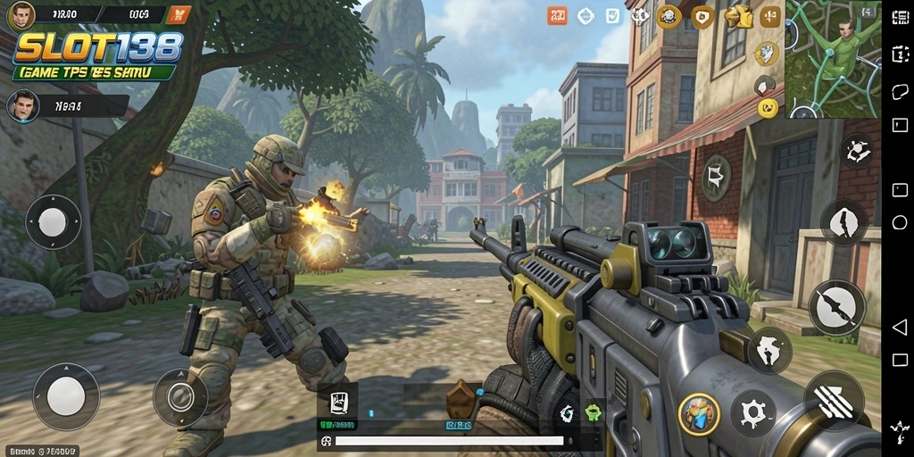 Screenshot utama menampilkan aksi seru dalam game TPS SLOT138.
