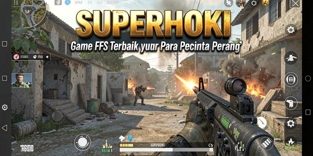 Tampilan aksi mendebarkan dari <strong>SUPERHOKI</strong> yang menunjukkan intensitas pertempuran FPS.
